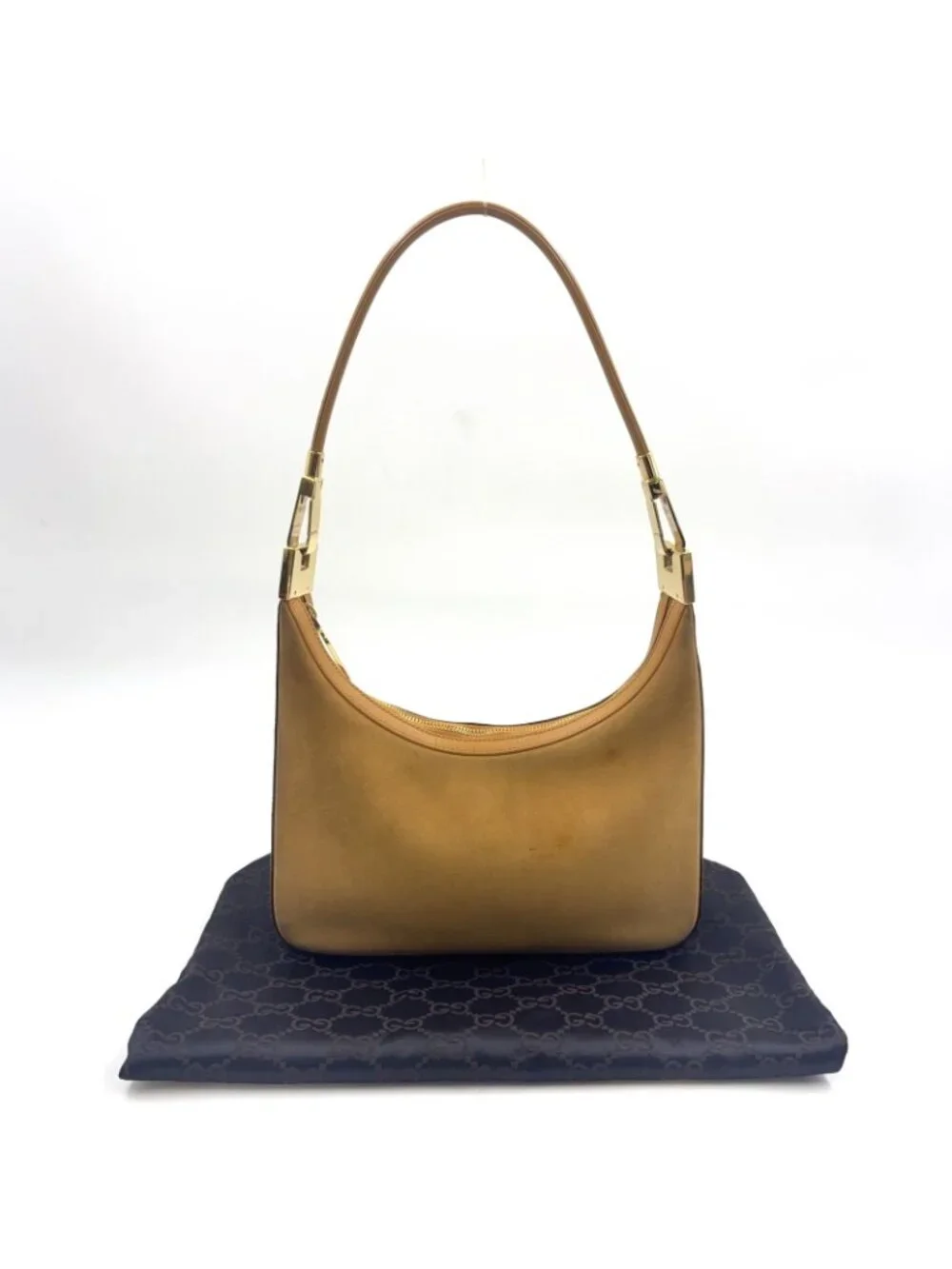 ★SOLD★ Gucci Suede Hobo Leather Light Brown Shoulder Bag Gold - Picture 15 of 15